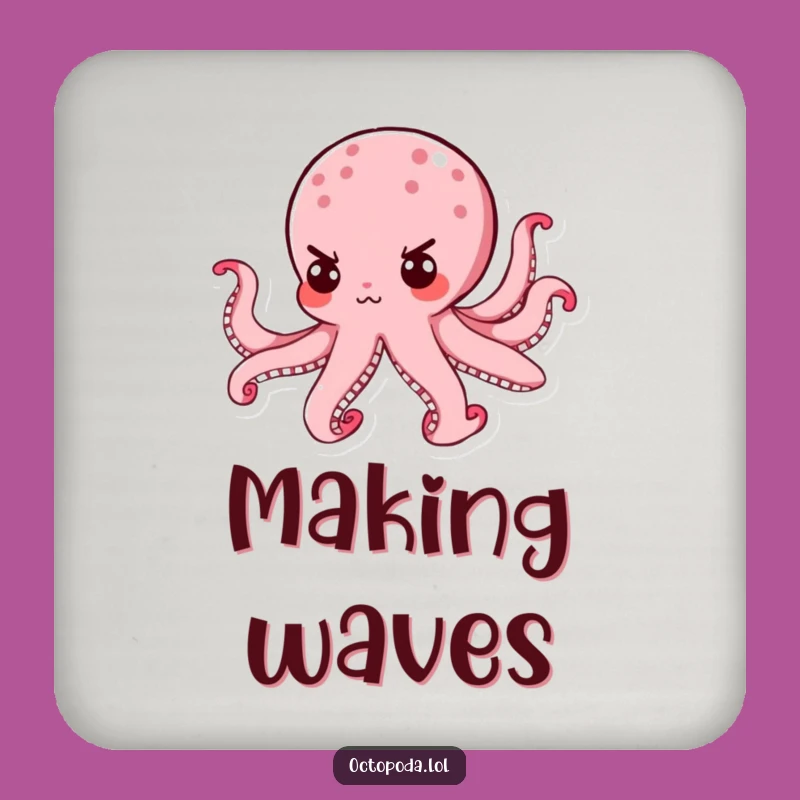 Funny Determined Octopus Drink Coaster: Protect Surfaces with Tiny, Fierce Purpose
