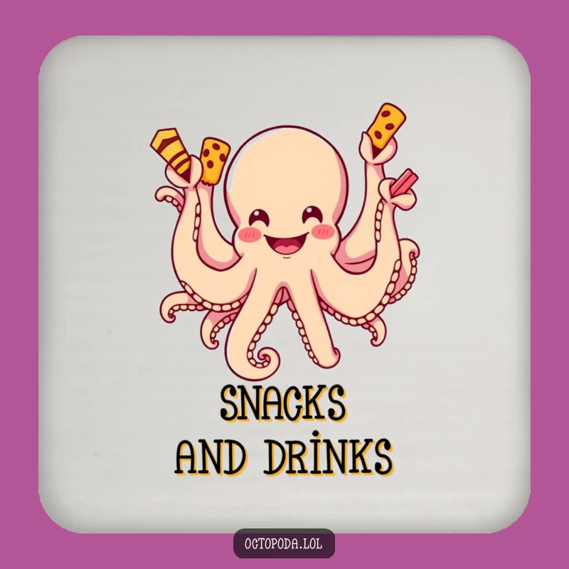 Funny Octopus Snack Attack Coaster: Protect Your Table from Snack Spills!