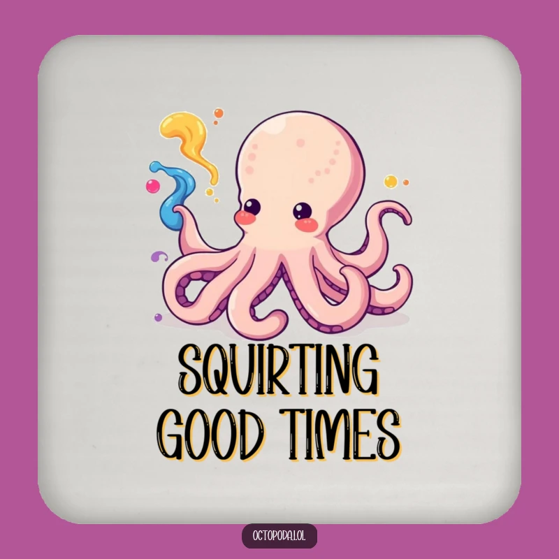 Funny Kawaii Octopus Ink Art Coaster: Protect Surfaces with Playful Cephalopod Style