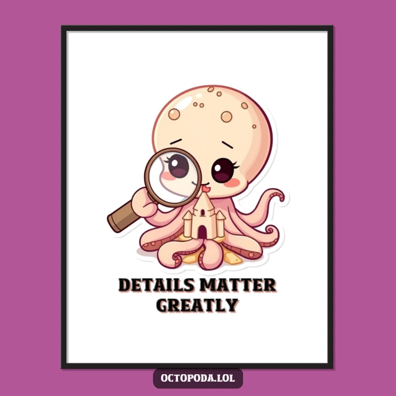 Funny Baby Octopus Magnifying Glass Poster for a Touch of Whimsy