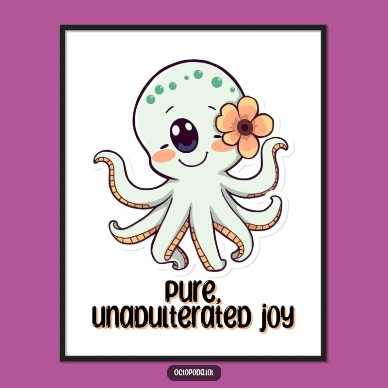 Funny Dancing Octopus Flower Poster for a Joyful Atmosphere