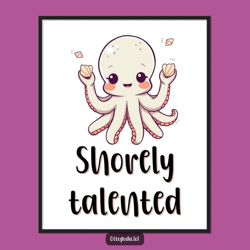 Funny Juggling Octopus Poster: Playful Ocean Art, Unique Funny Gift for Walls
