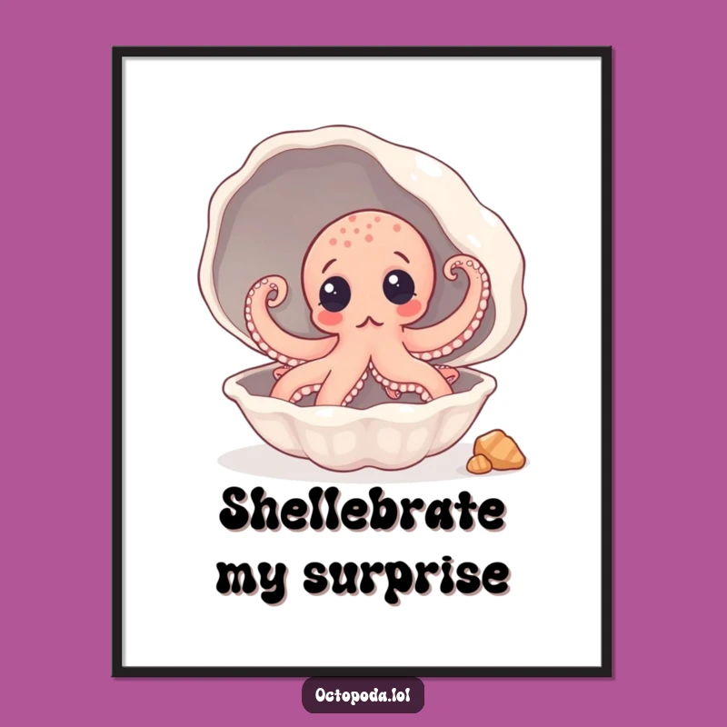 Funny Octopus Seashell Poster: Hidden Humor Art, Perfect Funny Wall Decor Gift