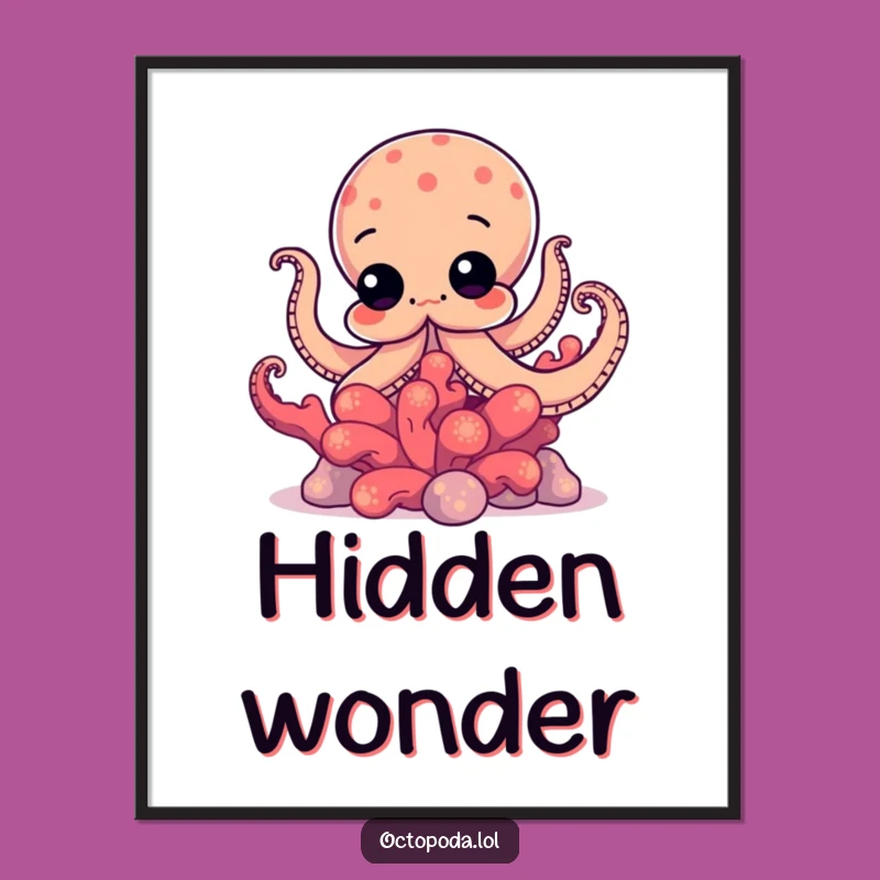 Funny Octopus Coral Peek Poster: Intriguing and Hilarious Ocean Art