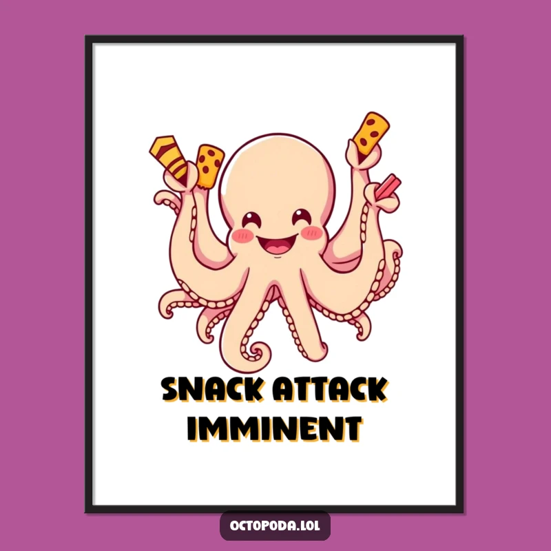 Funny Octopus Snack Attack Poster: Decorate with Delicious Fun!