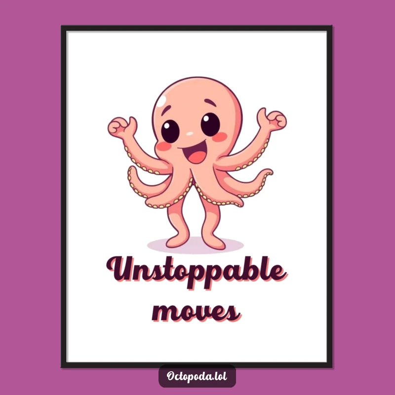 Funny Happy Dance Octopus Poster: Vibrant Celebration Art, Unique Funny Gift