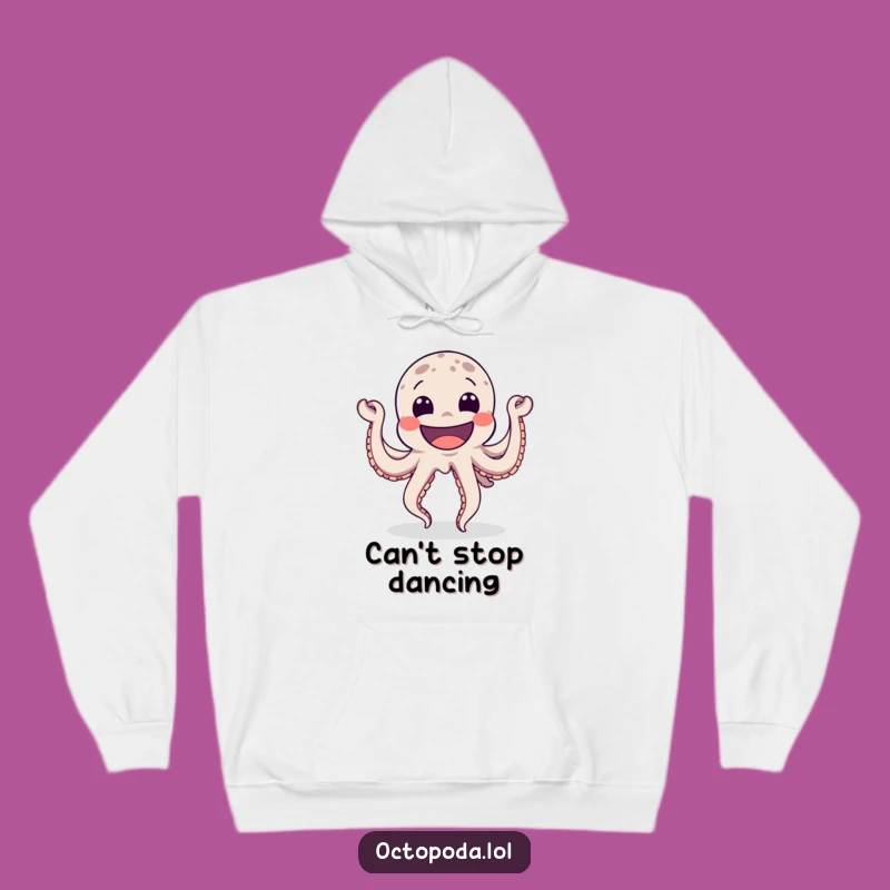 Funny Happy Octopus Hoodie - Cozy Dancing Grin Sweatshirt for Celebrations