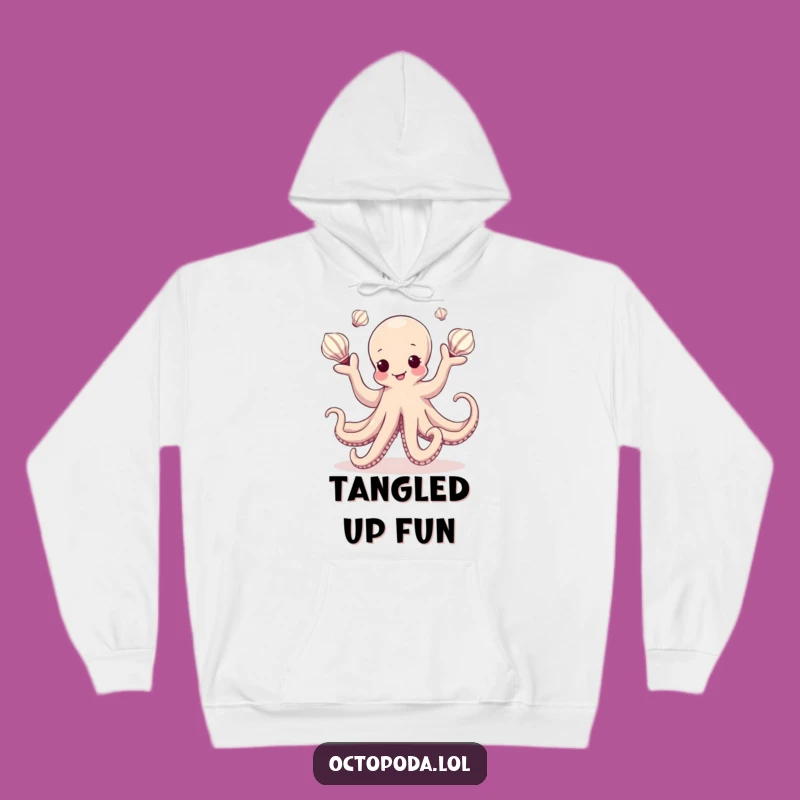 Cozy Funny Kawaii Octopus Juggling Seashells Hoodie: Dance Your Way Through Cold Days