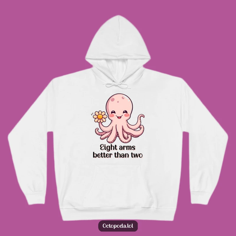 Cozy Funny Octopus Flower Hoodie - Warm Cephalopod Offering Bloom Gift