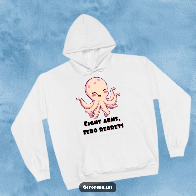 Funny Octopus Hoodie: A smiling, winking cephalopod performs a silly, energetic dance, perfect for cozy humor.