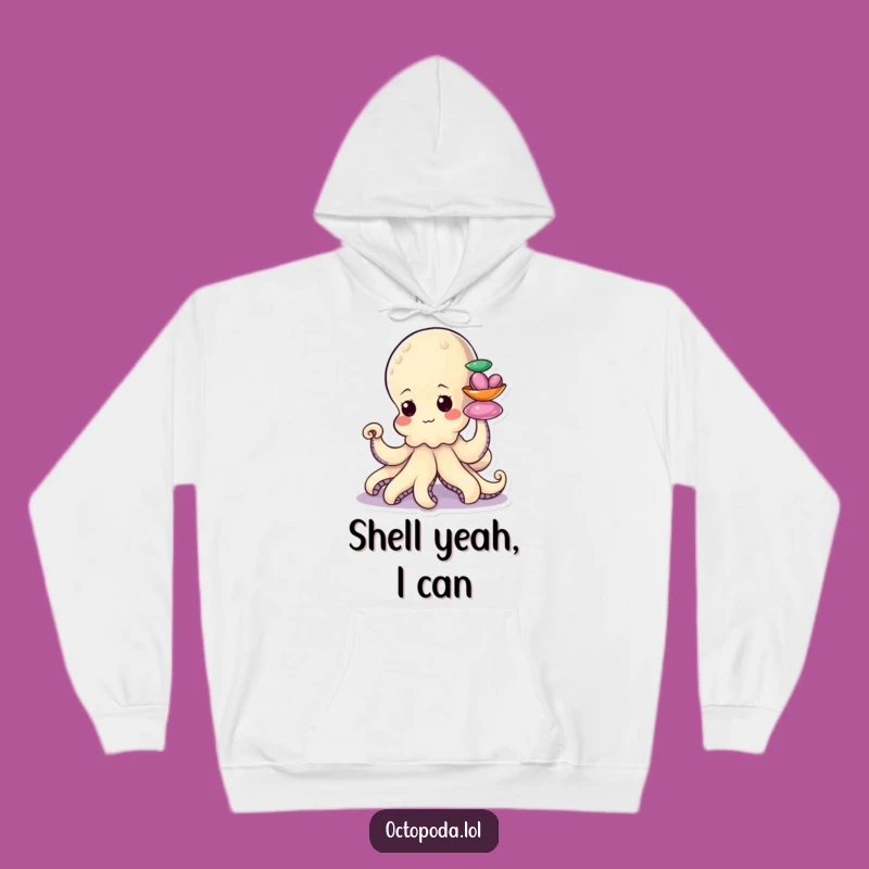 Funny Octopus Shell Stacker Hoodie: Determined Character, Cozy Funny Gift