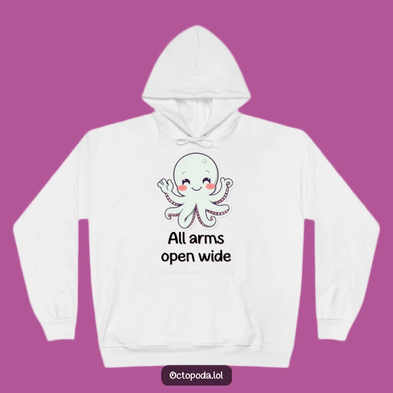 Funny Octopus Waving Hello Hoodie, Cozy Humorous Gift for Welcoming People