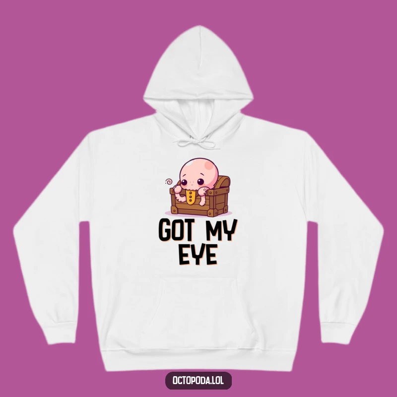 Funny Curious Octopus Hoodie - Cozy Peeking Treasure Sweatshirt for Mystery