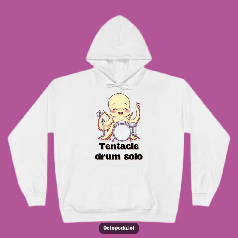 Funny Octopus Drummer Hoodie - Cozy Gigging Character Sweatshirt Gift