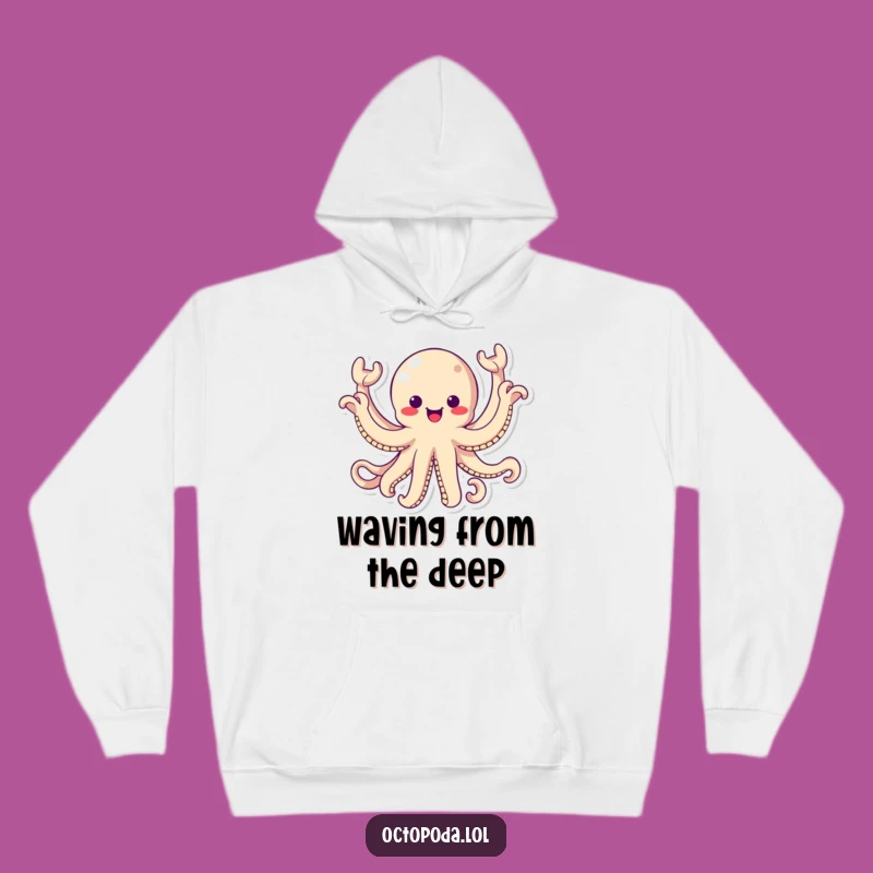 Funny Kawaii Octopus Hoodie - Cozy Energetic Waving Sea Creature Apparel