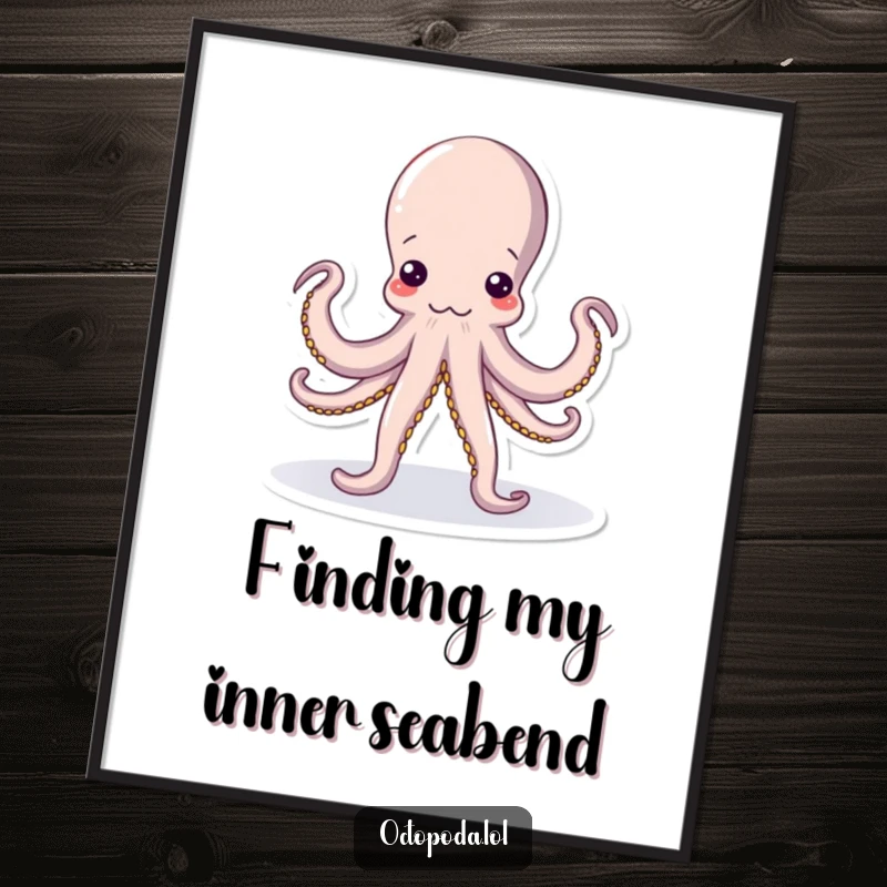 Funny Free Printable Wall Art: An octopus in a wacky yoga pose, adding a humorous touch to any room.