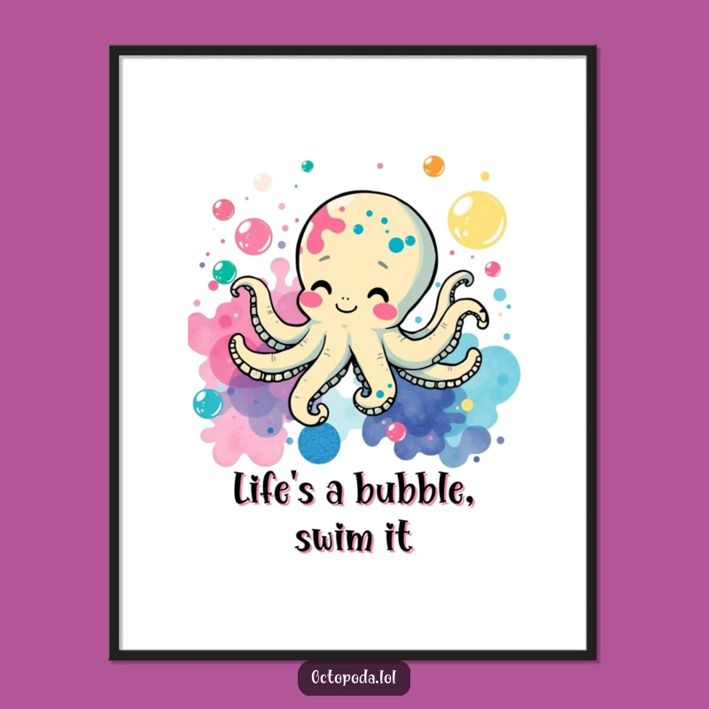Free Printable Funny Octopus Wall Art: Ink Splatter Swimmer - Whimsical Downloadable Decor