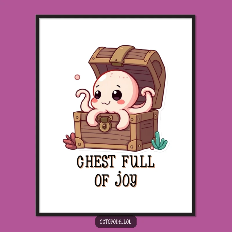 Free Printable Octopus Wall Art: Curious Peek, Treasure Chest, Hilarious Discovery for Your Decor
