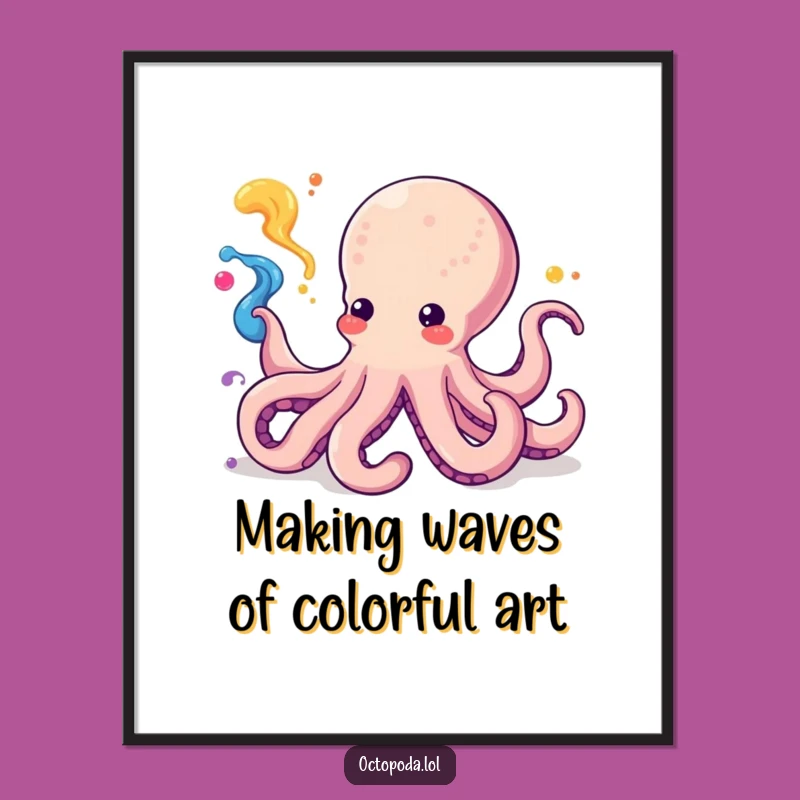 Free Printable Wall Art: Hilarious Kawaii Octopus Ink Splash Art for Your Home