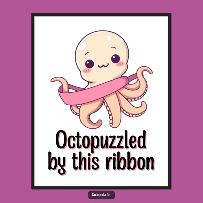 Free Printable Wall Art: Hilarious Octopus Ribbon Struggle, Funny Decor!