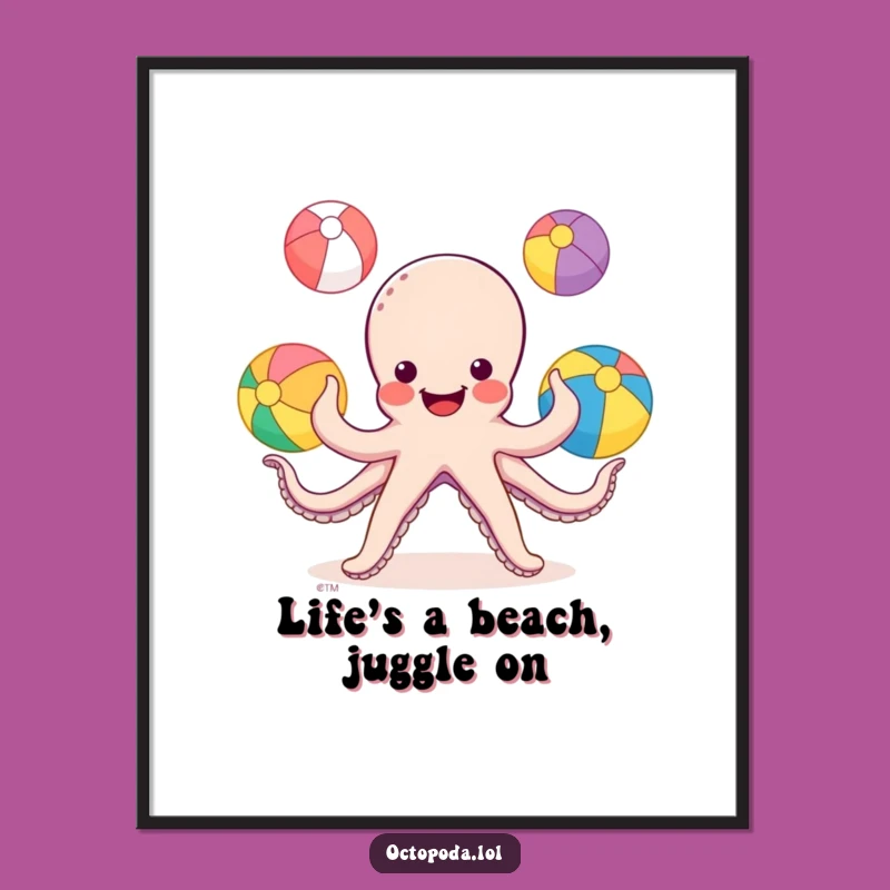 Free Printable Wall Art: Juggling Octopus, Fun Decor, Downloadable Art