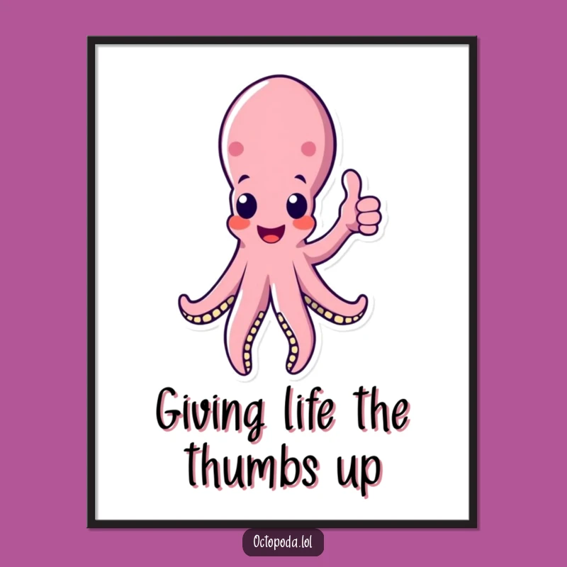 Funny Free Printable Wall Art: Octopus Tentacle Thumbs Up, Quirky Downloadable Art!