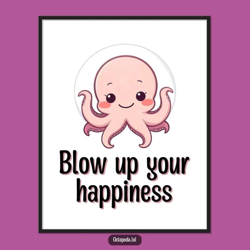 Funny Free Printable Wall Art: Shy Octopus Bubble Art - Cute Downloadable Decor!