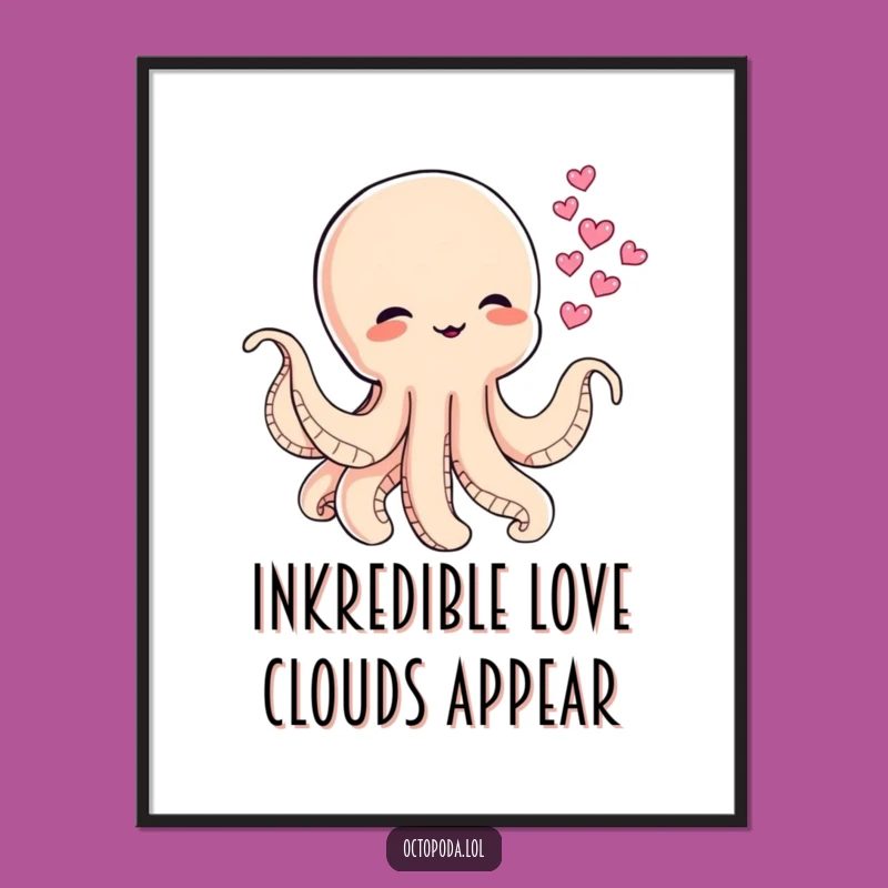 Funny Free Printable Wall Art: Octopus Heart Ink, Whimsical Downloadable Decor