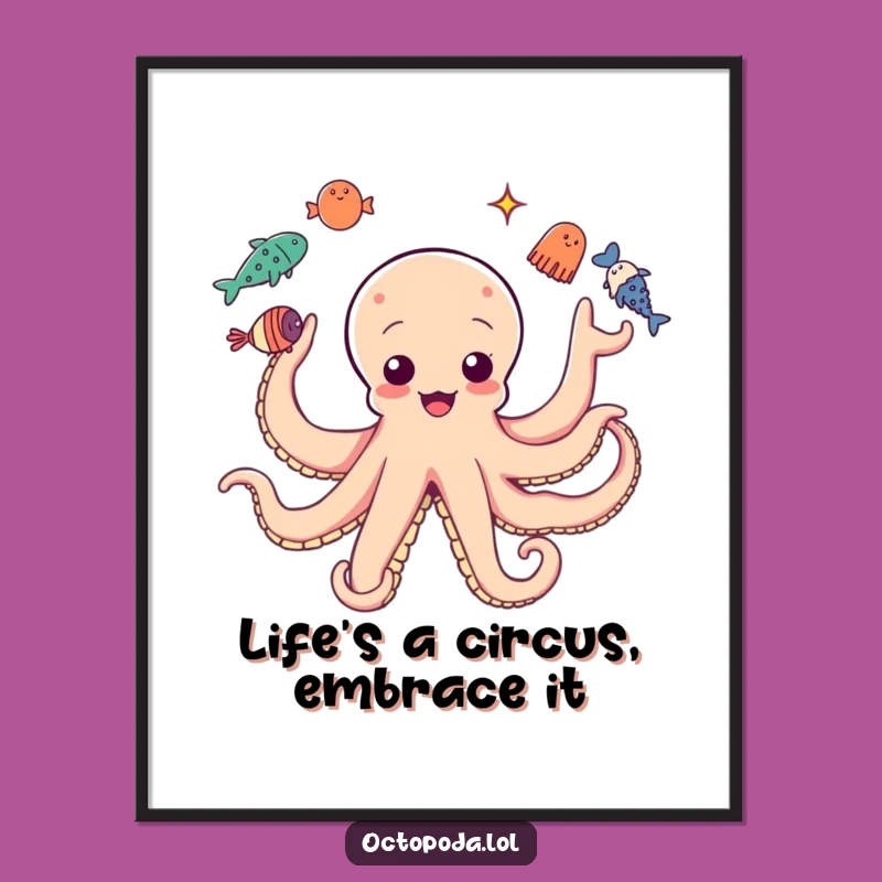 Free Printable Juggling Octopus Wall Art - Whimsical Downloadable Ocean Decor