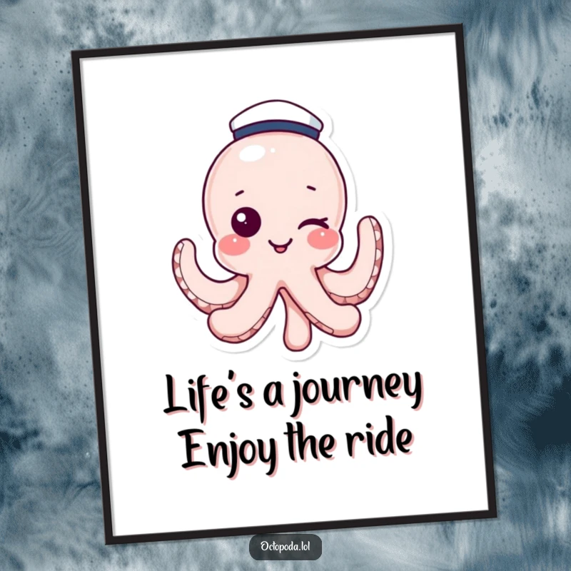 Funny Free Printable Wall Art: A winking octopus in a sailor hat, perfect downloadable decor for your walls