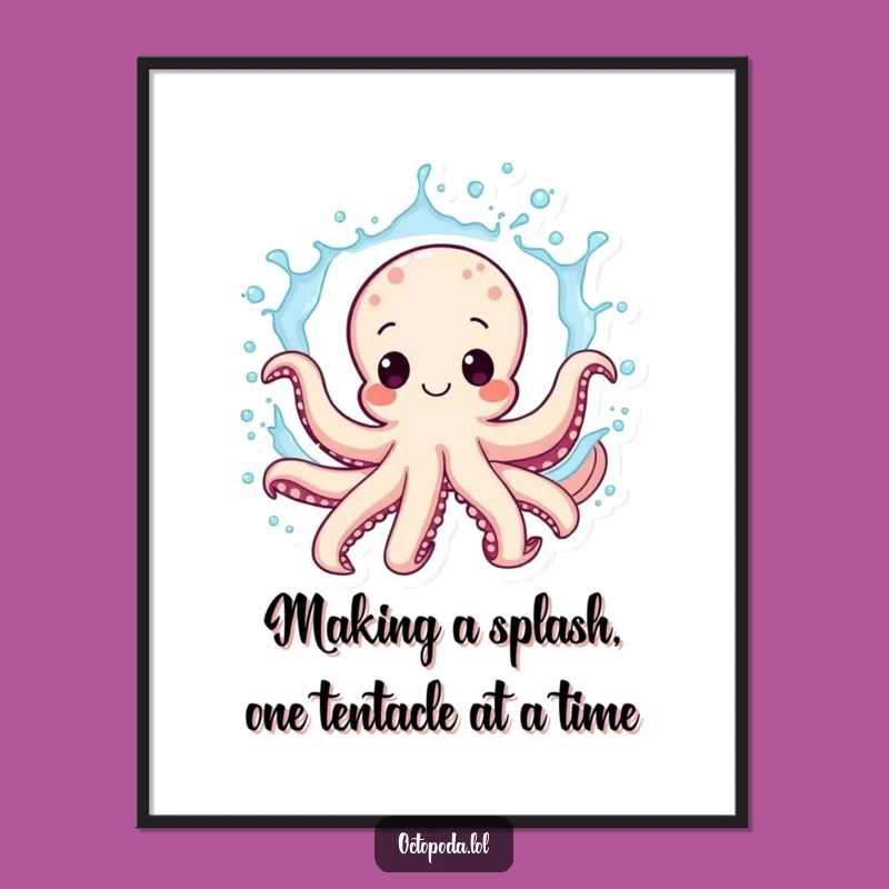 Free Printable Wall Art: Splashing Octopus Joy, Funny Downloadable Decor for Home or Office