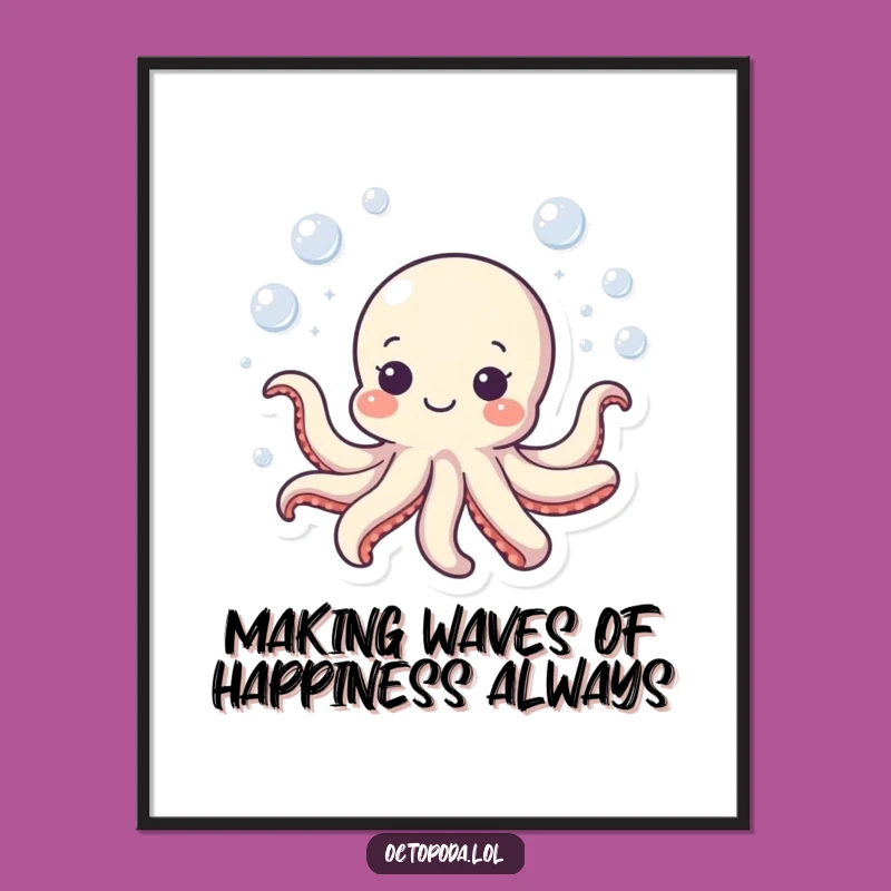 Funny Free Printable Wall Art: Octopus Swimming in Bubbles, Whimsical Downloadable Art!
