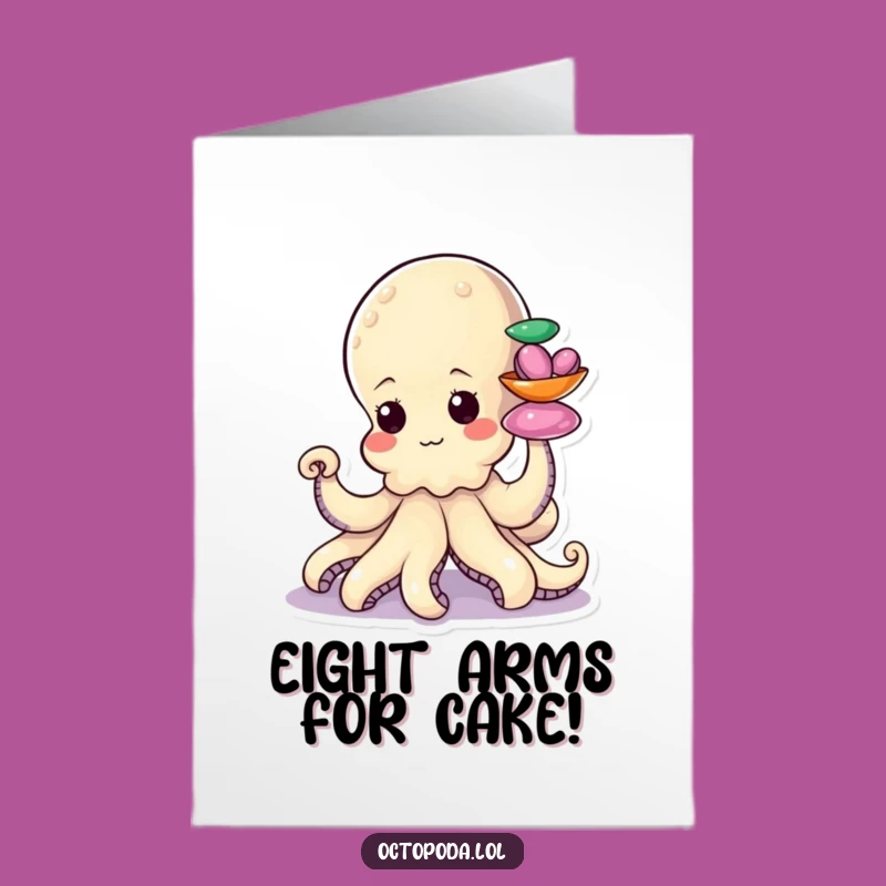 Free Printable Birthday Card: Determined Octopus Stacking Shells - Funny Downloadable Gift