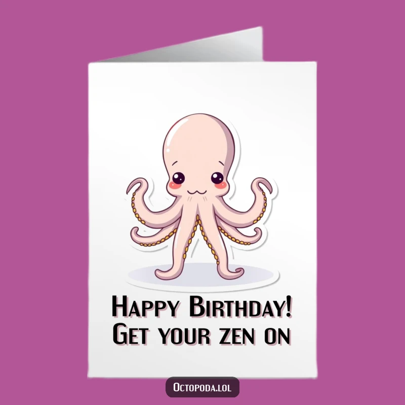 Free Printable Birthday Card: Funny Yoga Octopus, Perfect DIY Downloadable Gift
