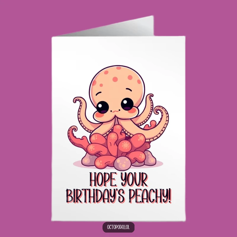 Free Printable Funny Octopus Birthday Card: Curious Coral Peek - Quirky Downloadable Gift