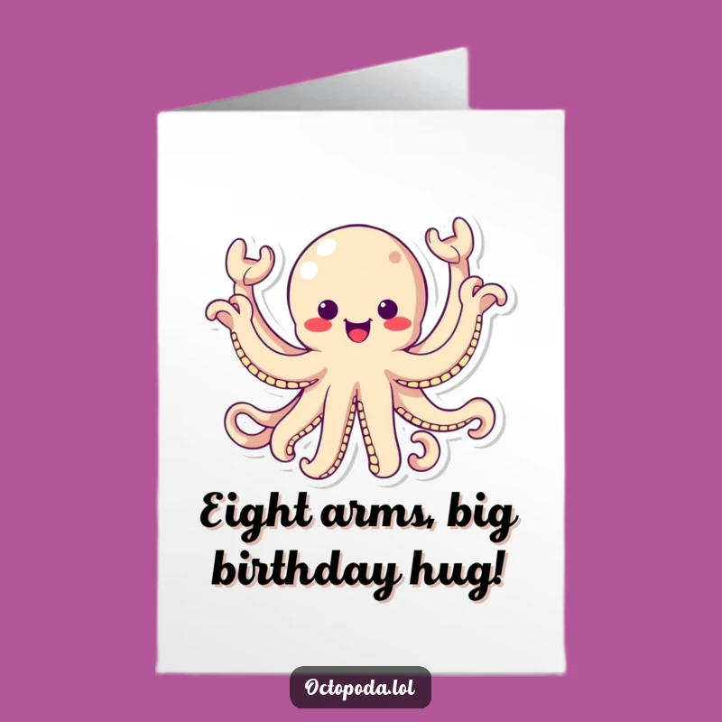 Free Printable Happy Birthday Octopus Card: Waving Fun Greeting