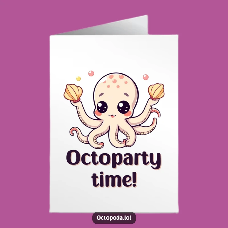 Free Printable Octopus Birthday Card: Googly Eyes Juggling Fun for a Shell-ebration