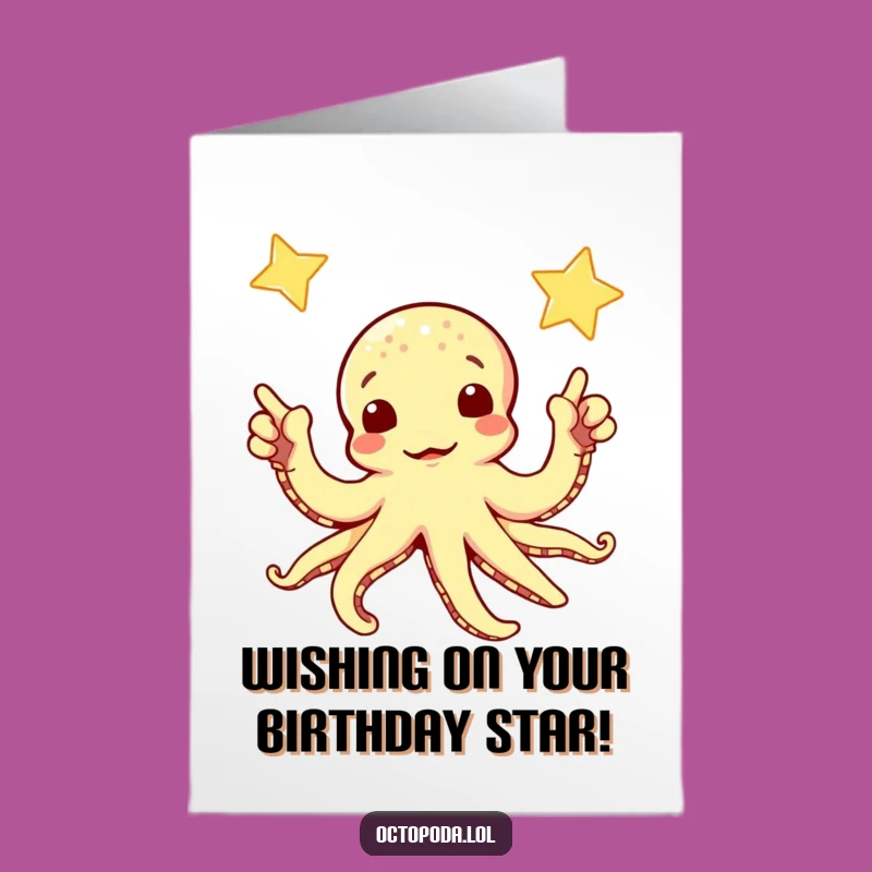 Free Printable Birthday Card: Curious Octopus Wishes - Starry & Funny Downloadable Gift!