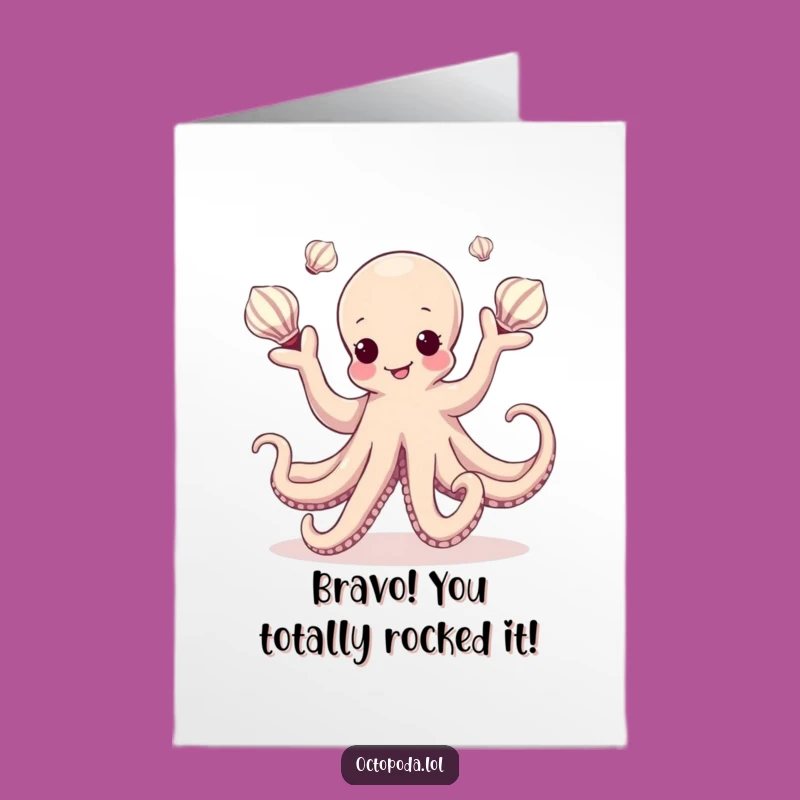 Free Printable Congrats Card: Juggling Octopus Celebration Art Downloadable Gift