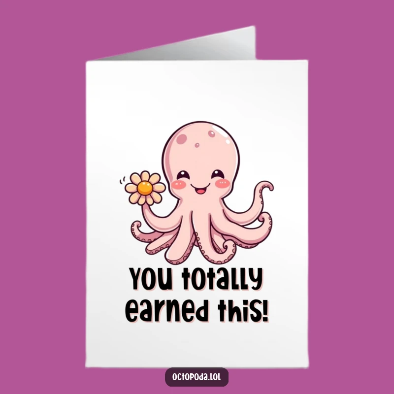 Free Printable Congrats Card: Happy Octopus Flower - Funny Downloadable Surprise