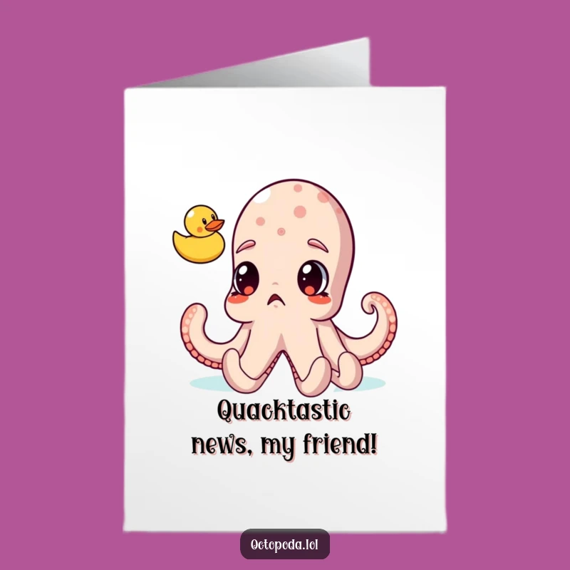 Free Printable Congrats Card Surprised Octopus Meets Rubber Ducky Funny Downloadable Gift