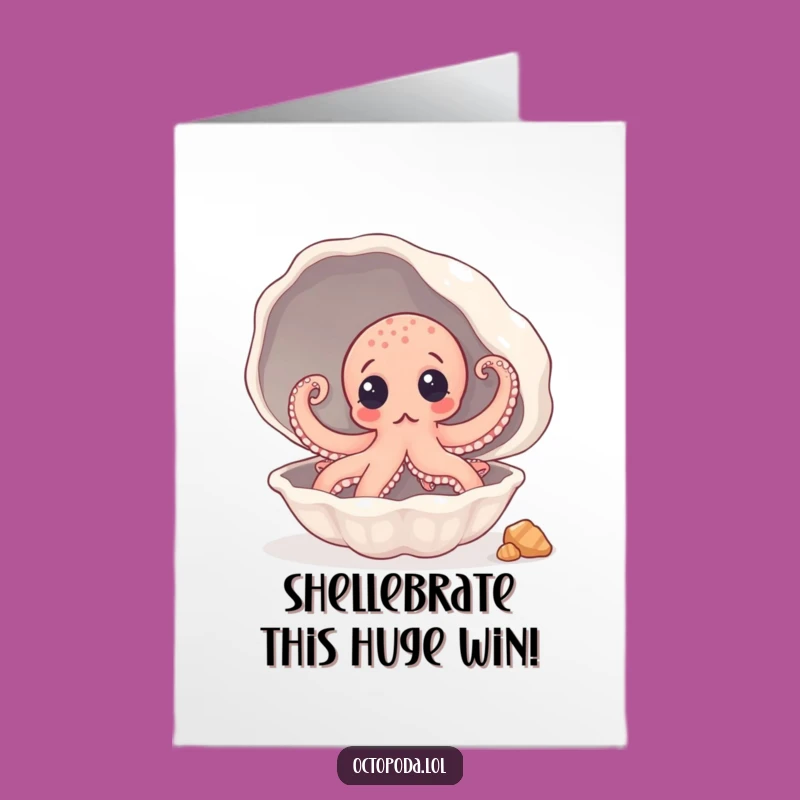 Free Printable Congrats Card: Surprised Octopus Seashell - Funny Downloadable