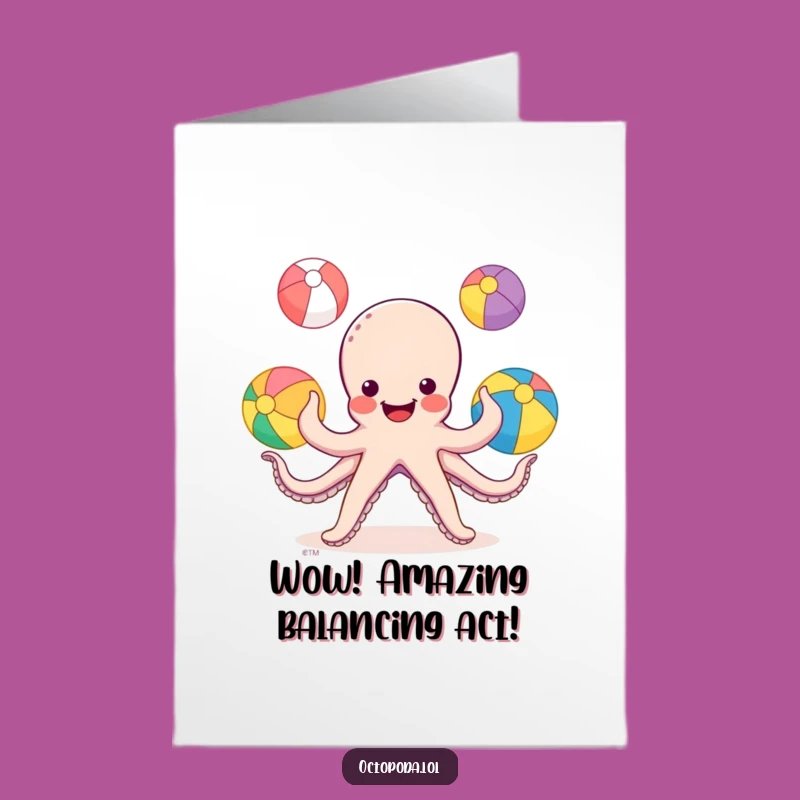Free Printable Congrats Card: Juggling Octopus, Skillful Win, Funny Gift