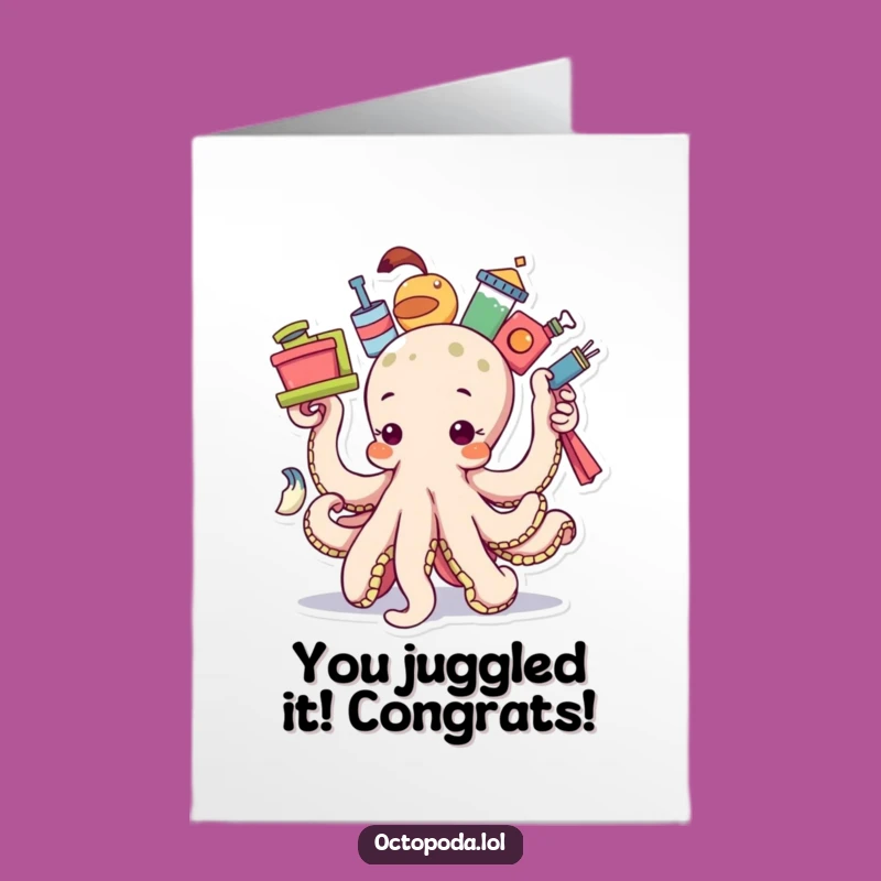Free Printable Balancing Octopus Congrats Card: Impressive & Funny Downloadable Gift, Print at Home
