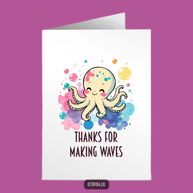 Free Printable Funny Octopus Thank You Card: Ink Splatter Swimmer - Grateful Downloadable Gift