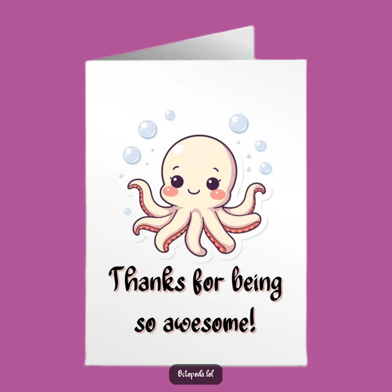 Free Printable Thank You Card: Grateful Octopus Swimming, A Thankful Splash of Fun!