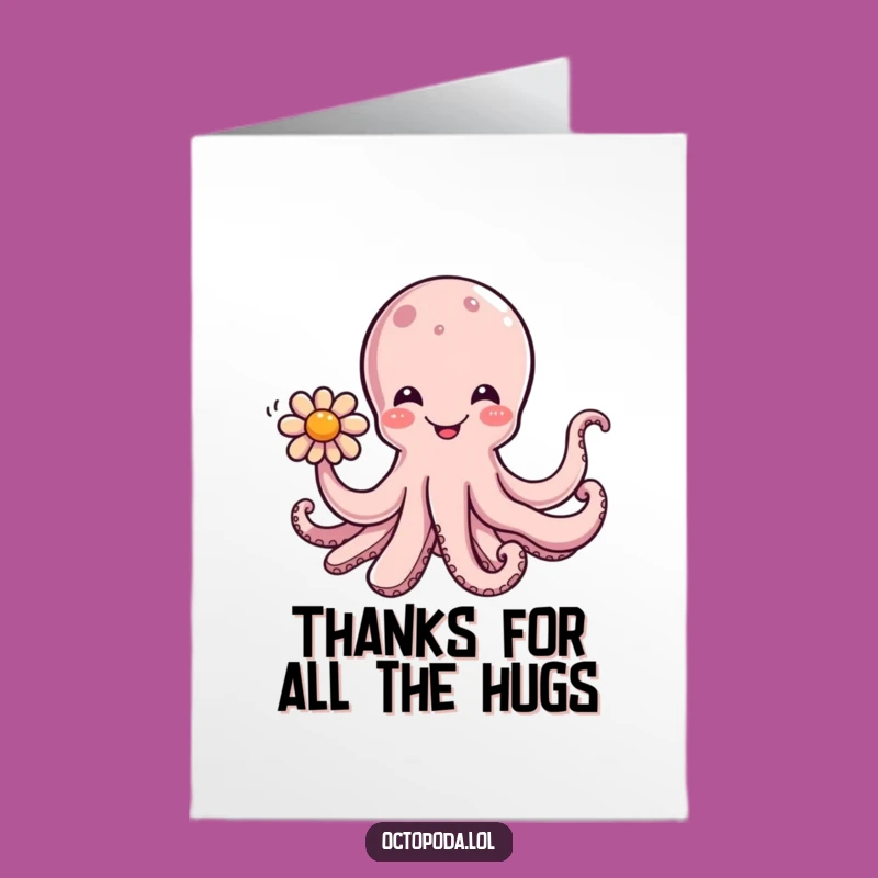 Free Printable Thank You Card: Happy Octopus Flower - Funny Downloadable Gratitude