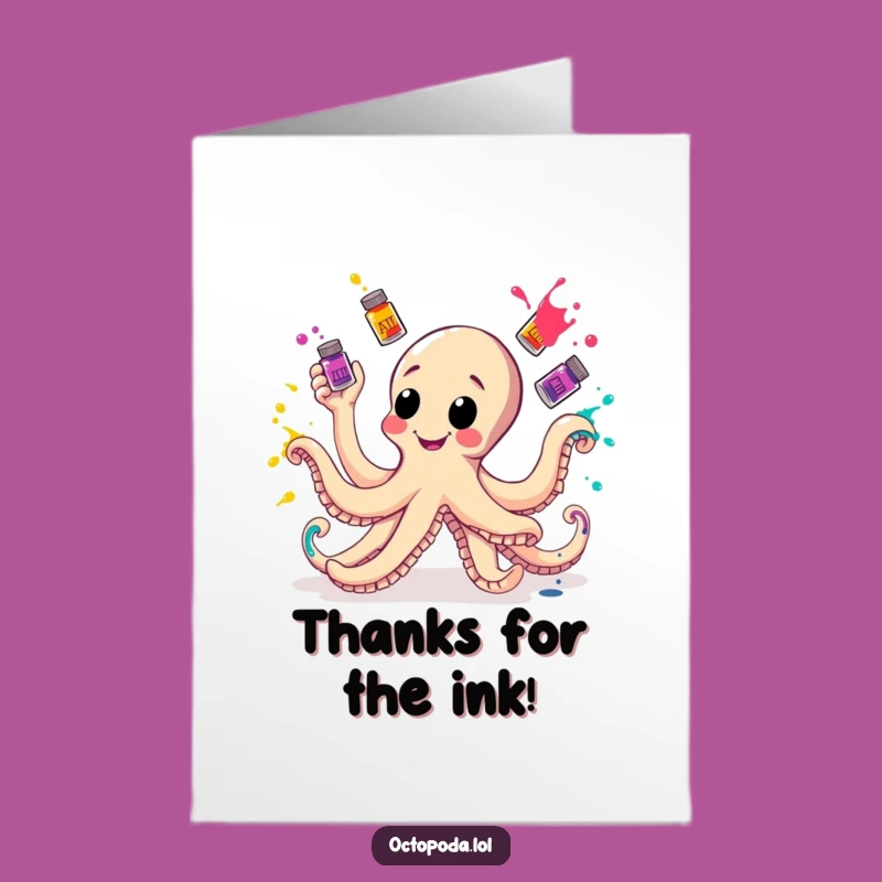 Free Printable Thank You Card: Octopus Ink Thanks, Playful Downloadable Gift!