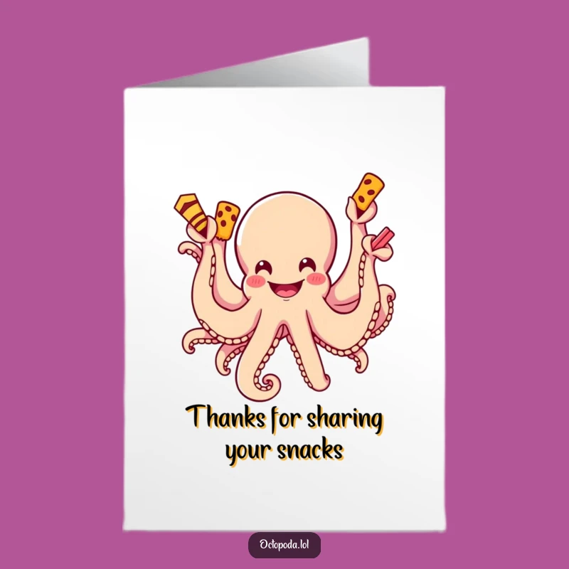 Free Printable Thank You Card: Octopus Snacks, Funny Downloadable Gift