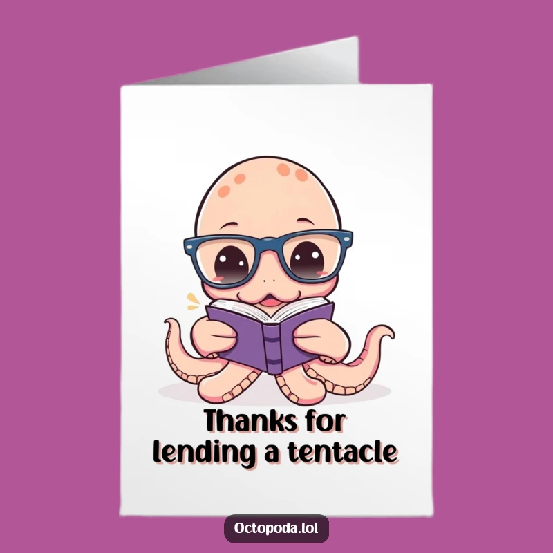 Free Printable Thank You Card: Quirky Octopus Scholar, Downloadable Gift Idea